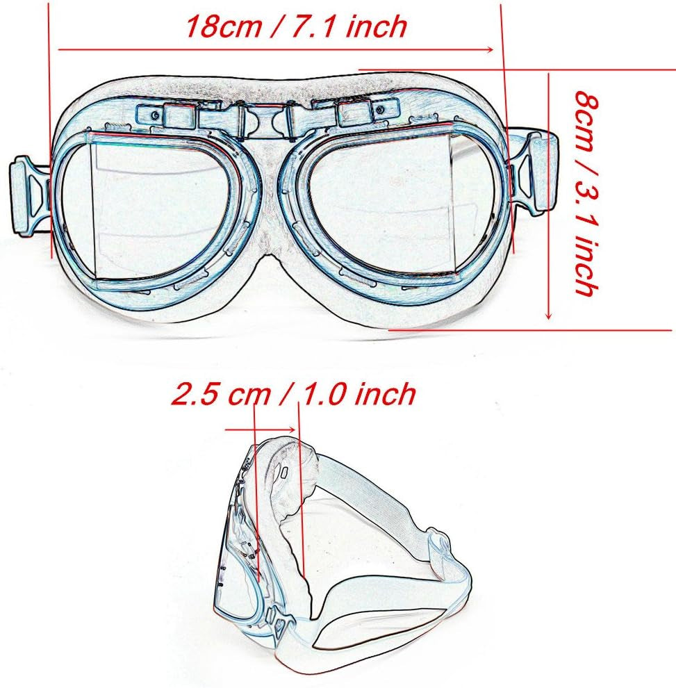 Motorcycle Goggles Vintage Pilot Style Cruiser Scooter Goggle Outdoor Sand Goggles Bike Racer Cruiser Touring Eyewear for Half Helmet