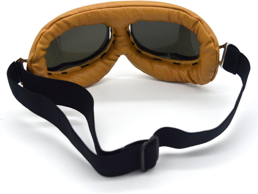 Motorcycle Goggles Vintage Pilot Style Cruiser Scooter Goggle Outdoor Sand Goggles Bike Racer Cruiser Touring Eyewear for Half Helmet